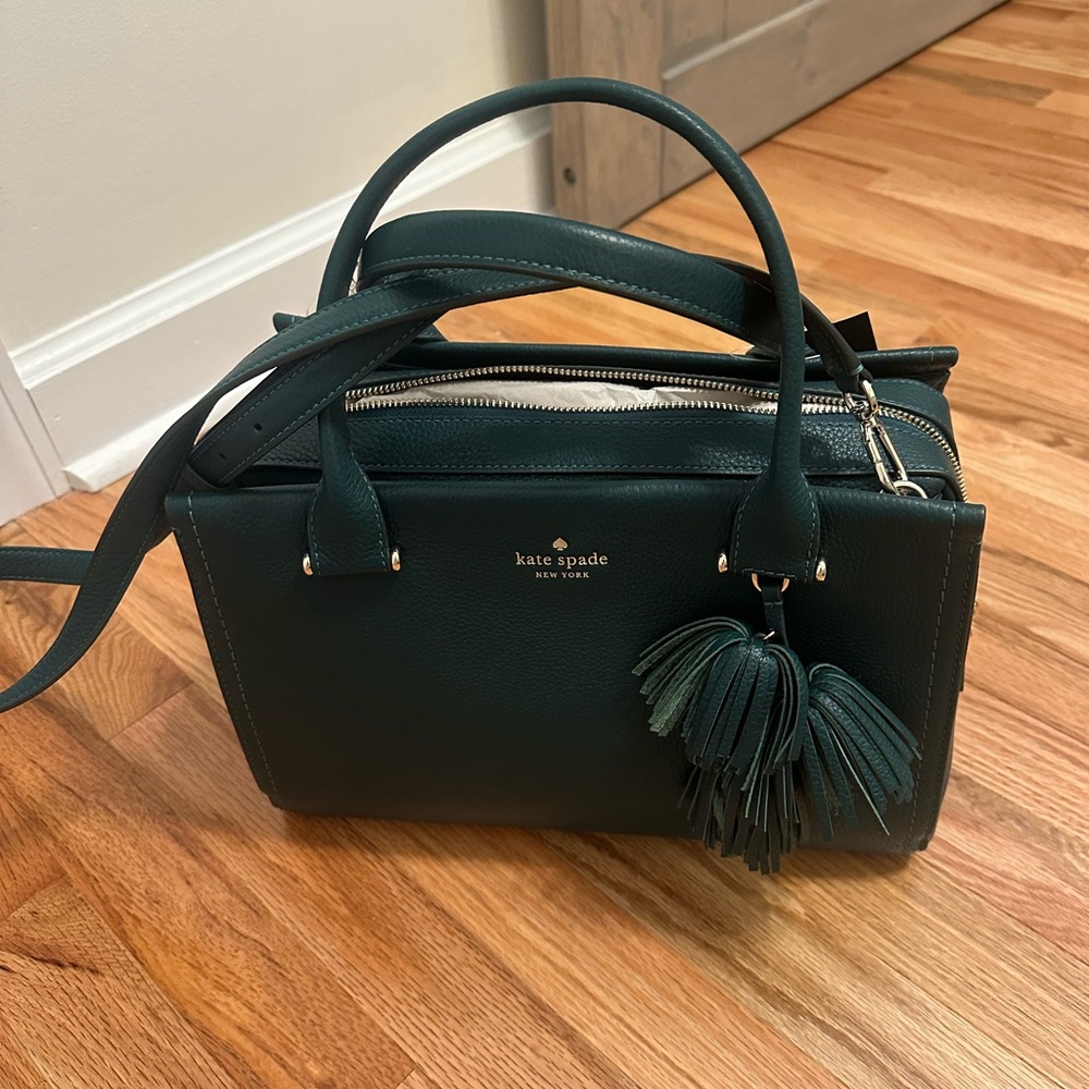Kate Spade Green Satchel with Tassel Charm